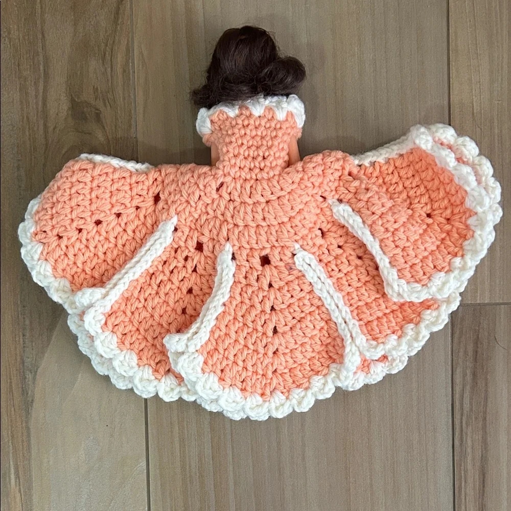 Vintage Doll with Crocheted Dress and Hat